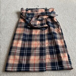 H&M Navy and Beige Plaid Pencil Skirt size 10